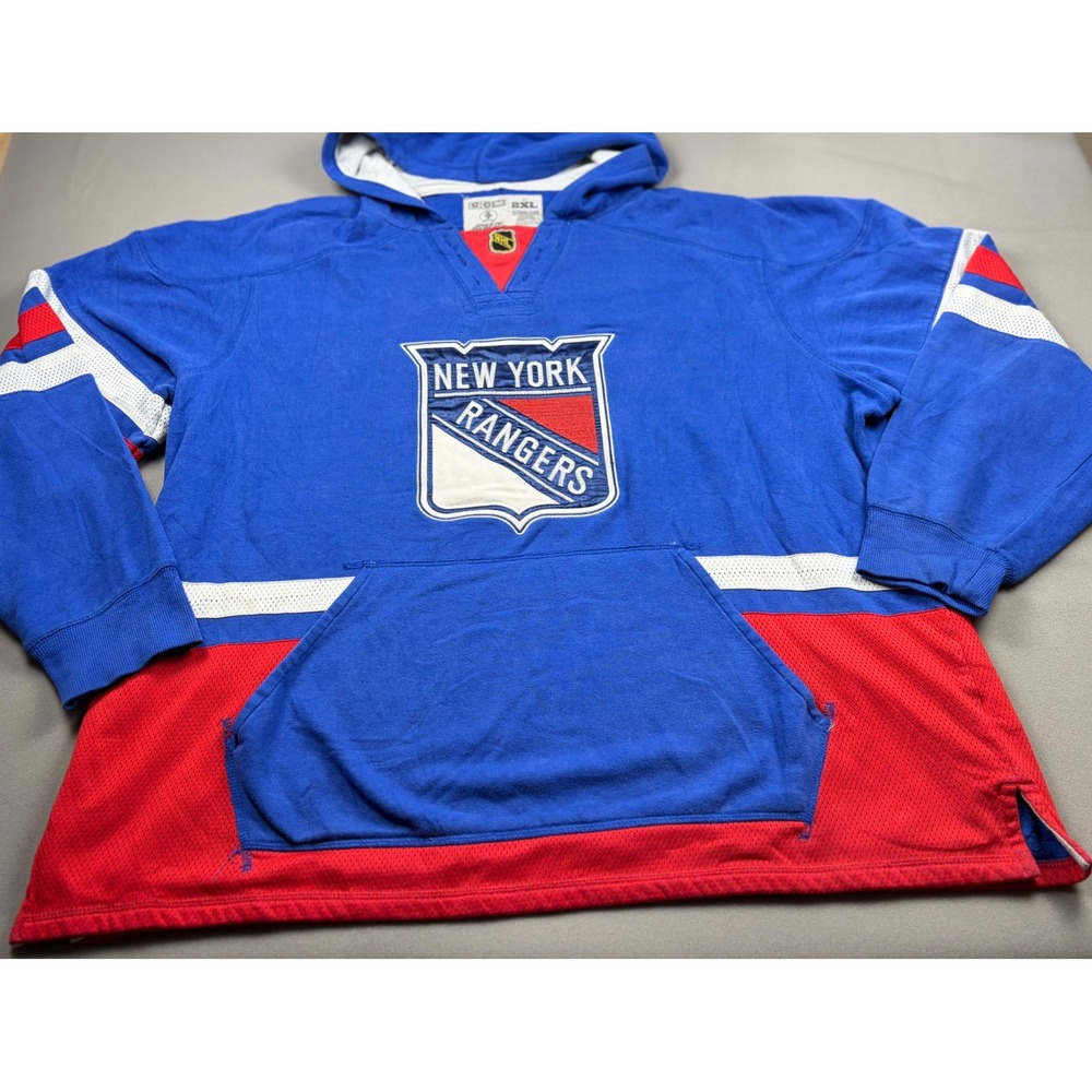 New York Rangers CCM NHL Hockey Jersey Hoodie Blue Red Mens 2XL XXL